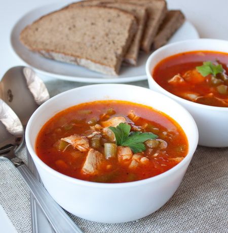 Рецепт томатного супа с курицей и зеленой фасолью