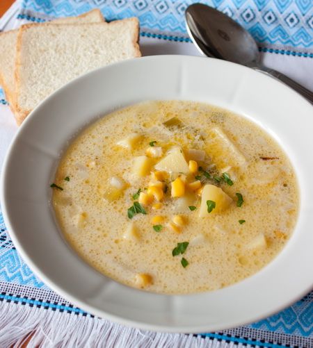 Сливочный суп с картофелем и кукурузой