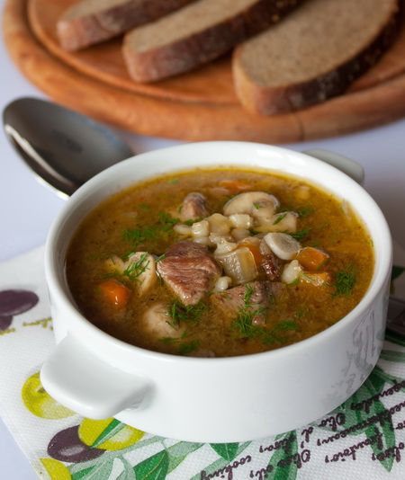 Рецепт супа из говядины с грибами и перловкой