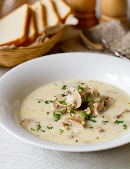 Рецепт сливочного супа с курицей и грибами