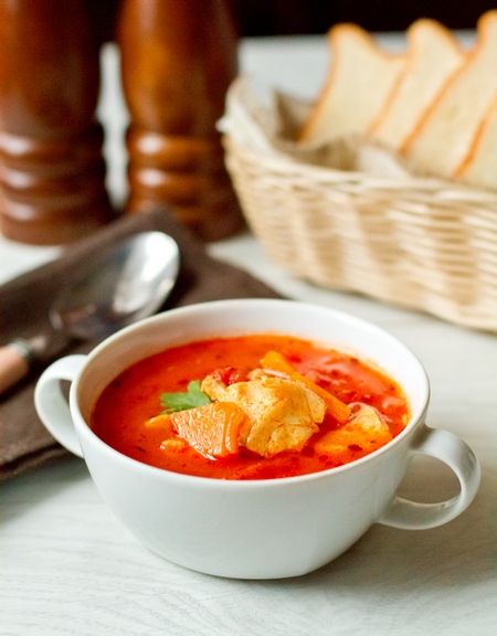 Рецепт томатного супа с треской и тыквой