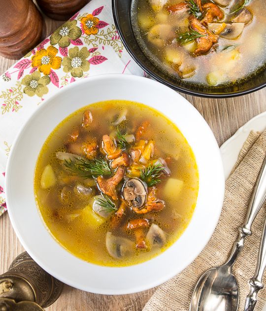 Рецепт грибного супа с лисичками и шампиньонами