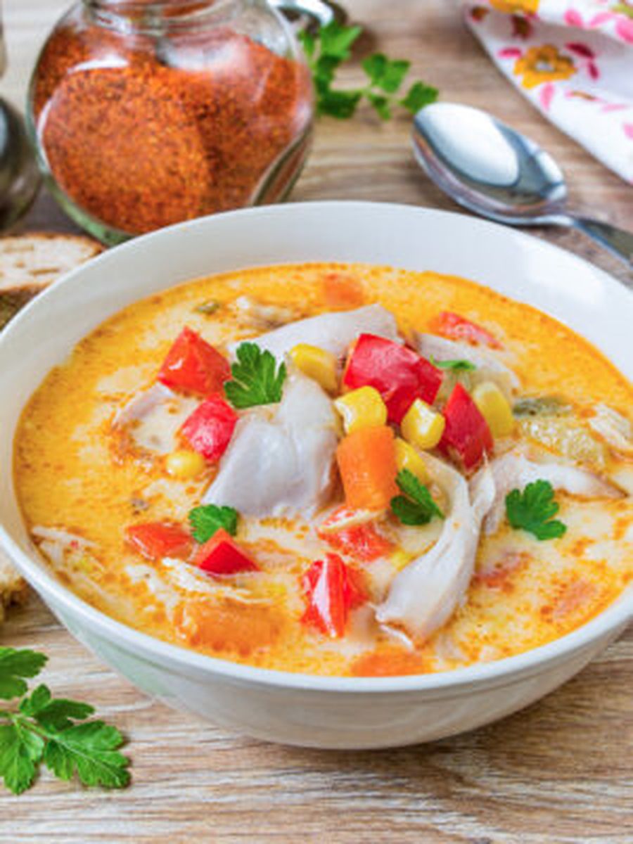Острый суп с курицей и кукурузой