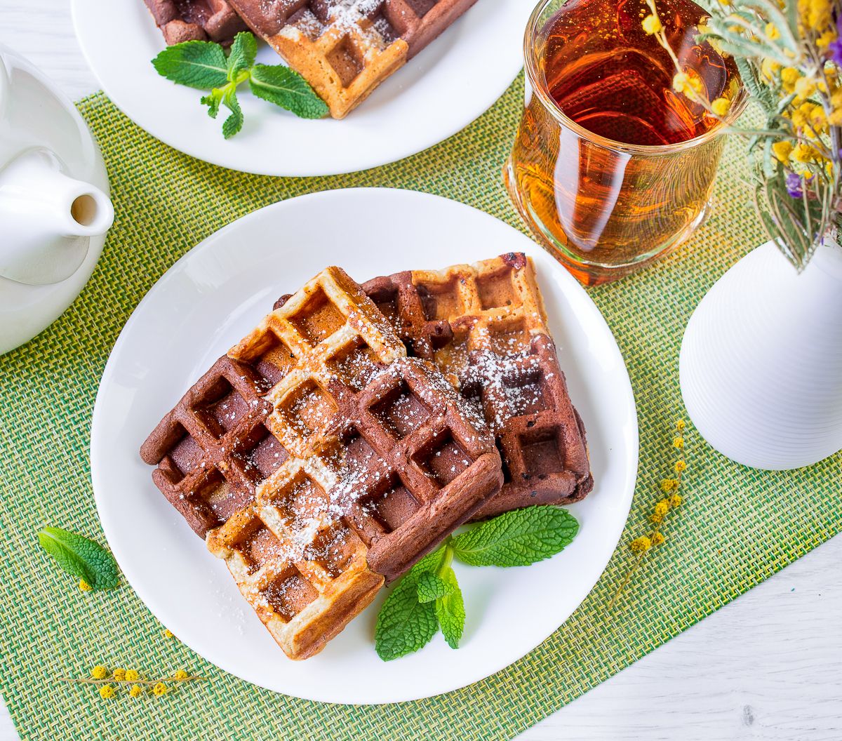 Шоколадно-банановые вафли