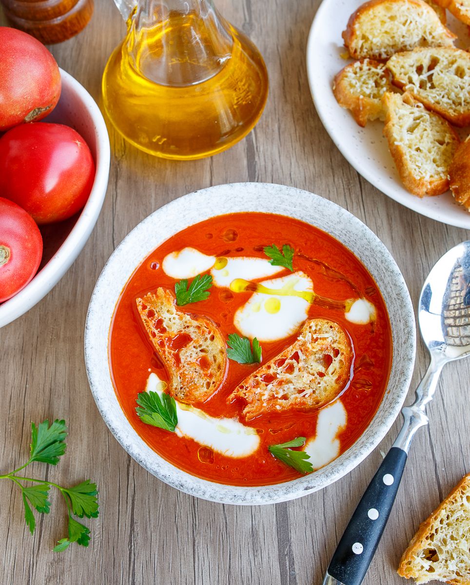 Рецепт супа-пюре из печеных томатов и сладкого перца