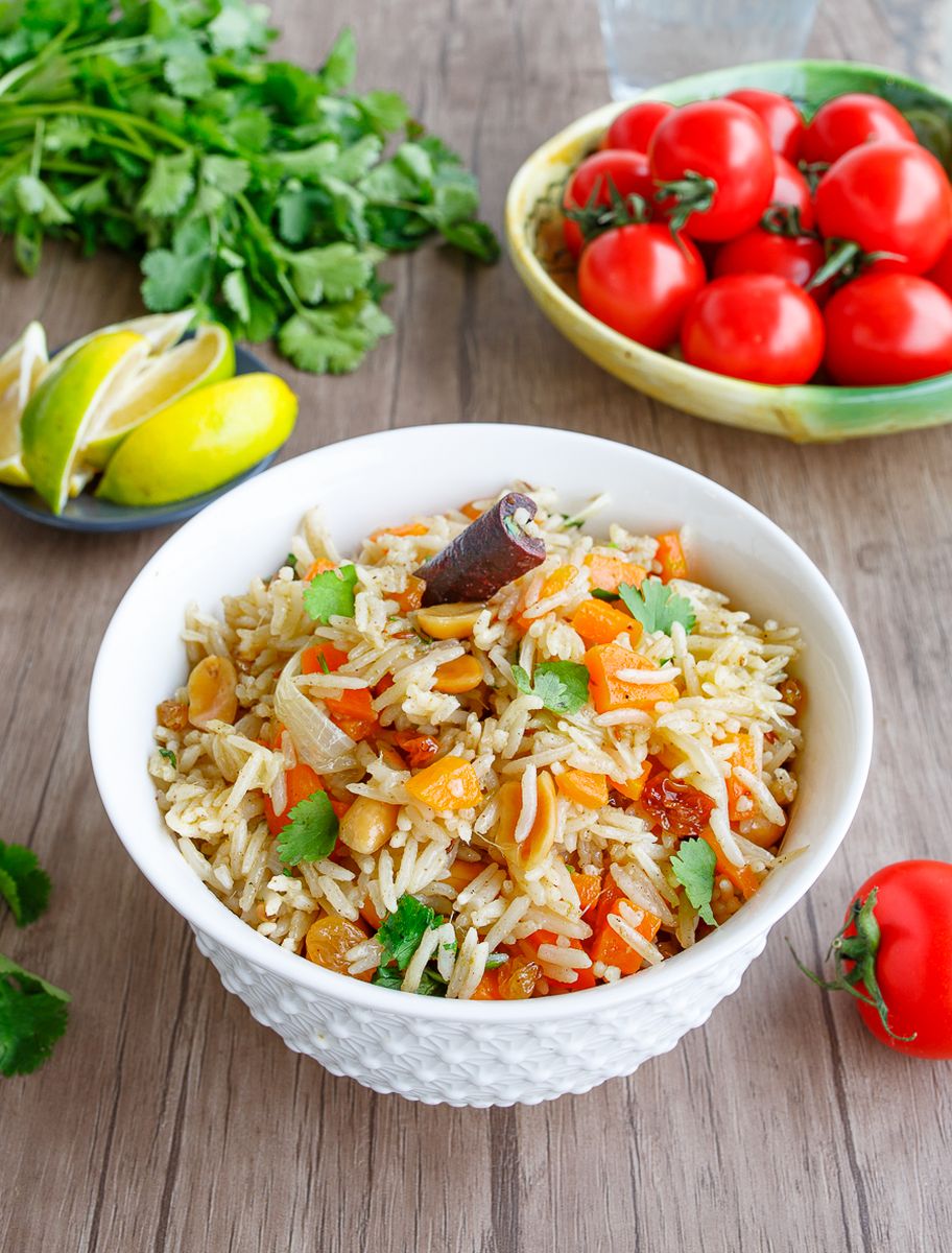 Рецепт индийского риса с морковью и арахисом