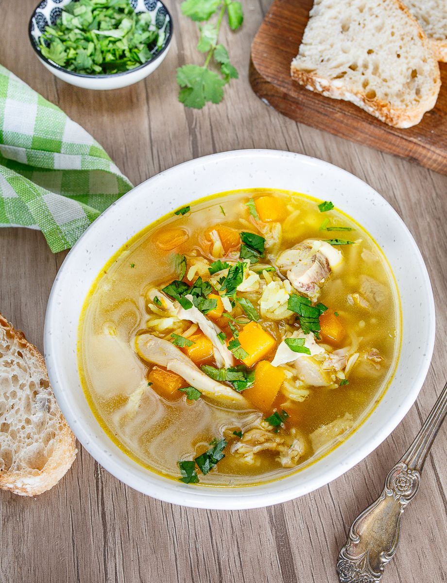 Рецепт куриного супа с тыквой и рисом